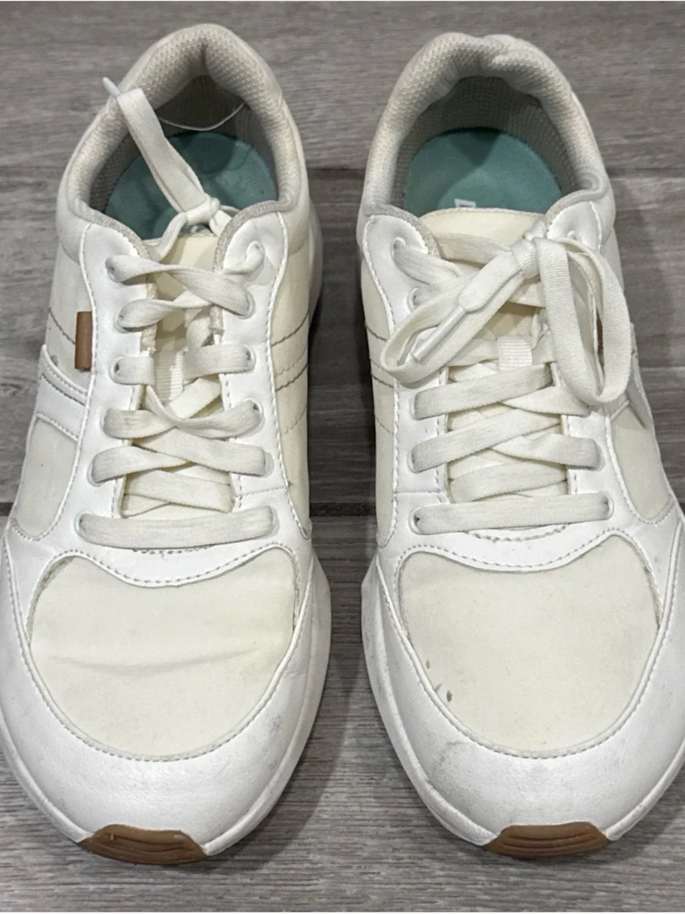 Dr. Scholl's Women's White Sneakers with Tan Accents